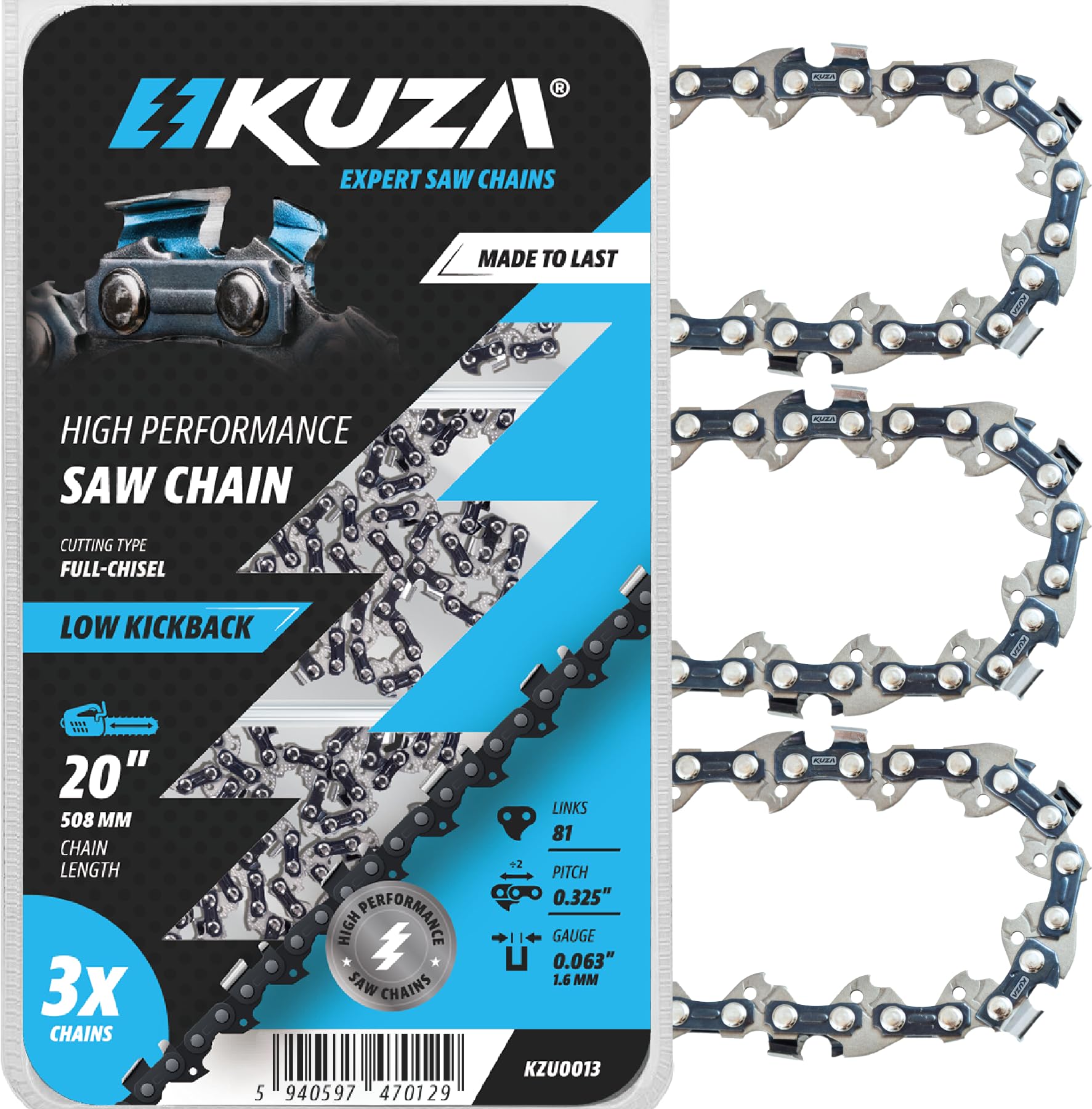 Stihl 20 Inch Chainsaw Chain 0.325' Pitch, 063' Gauge, 81 Drive Links, German Steel, 26Rs 81 Fits Stihl (Pre 2023 .063' Gauge