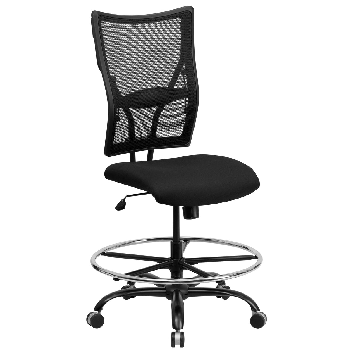 Flash Furniture Hercules Series Big & Tall 400 Lb. Rated Black Mesh Ergonomic Drafting Chair