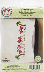 Design Works Crafts Flamingos Stamped For Embroidery Pillowcases