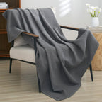 Phf 100% Cotton Waffle Weave Throw Blanket 50'X60'-Lightweight Washed Soft Breathable Blanket For Adults And Kids-Great Blanke