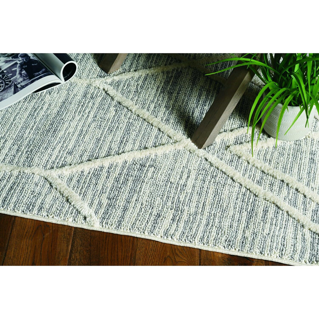 HomeRoots 8'X11' Ivory Grey Machine Woven Geometric Indoor Area Rug