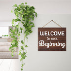 Jennygems Welcome Wedding Sign, Welcome To Our Beginning Wood Wedding Sign, Engagement, Wedding Decor, Housewarming Gifts, Brown