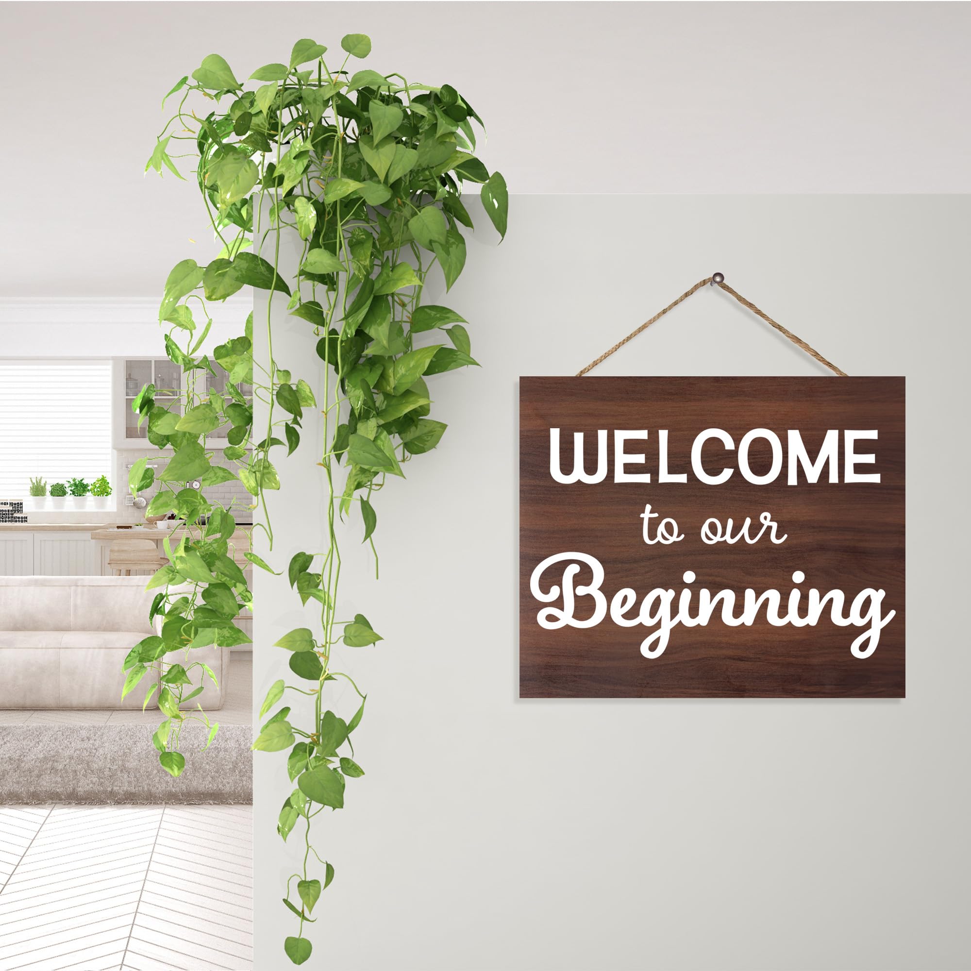 Jennygems Welcome Wedding Sign, Welcome To Our Beginning Wood Wedding Sign, Engagement, Wedding Decor, Housewarming Gifts, Brown