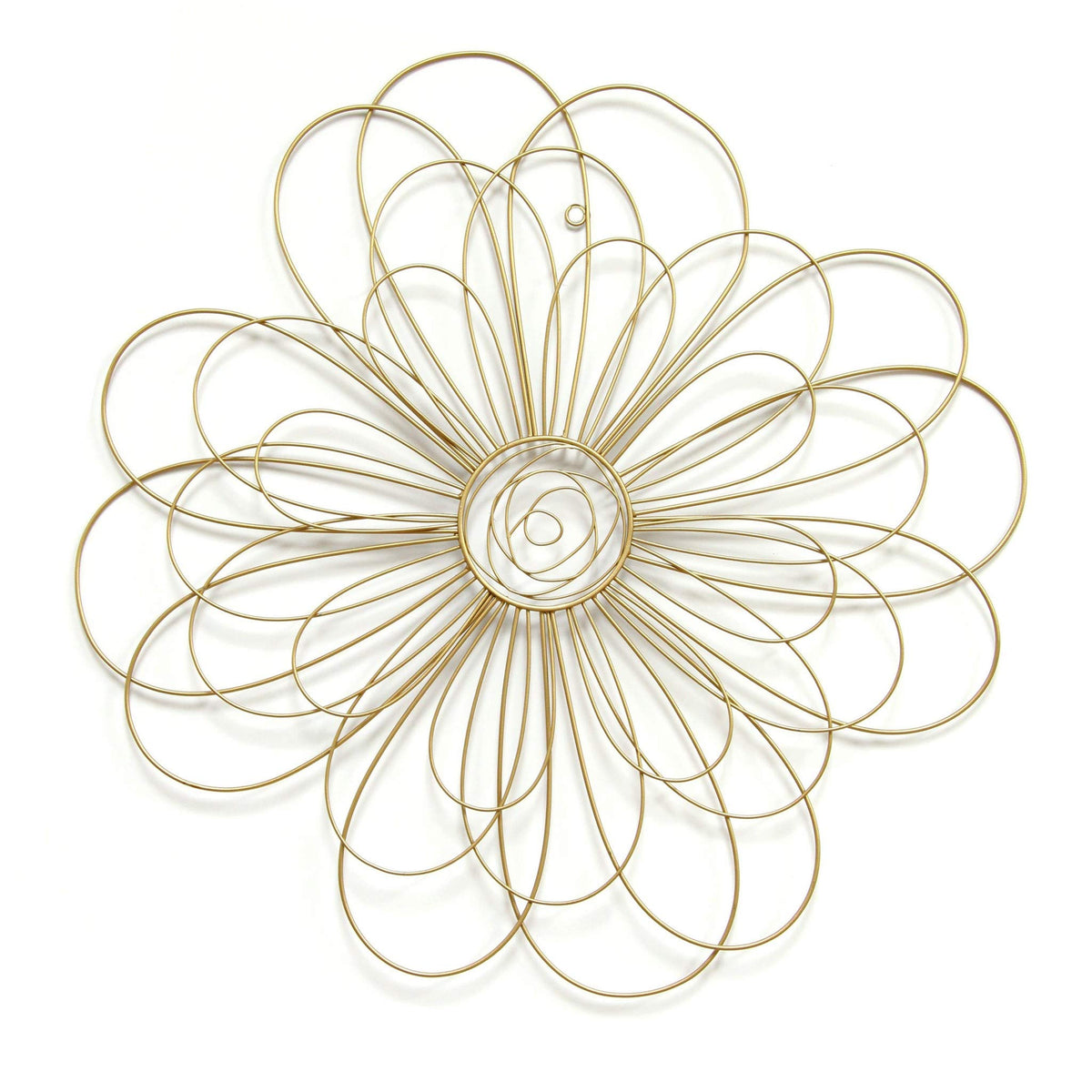 HomeRoots 100% Metal 21.5' X 0.5' x 21.5' Gold Wire Flower Wall Decor