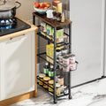 Brippo Narrow Rolling Cart with Wheels, 4-Tier Slim Metal Storage Cart with Pull-Out Baskets, 7.87 Inch Width Small Laundry Room