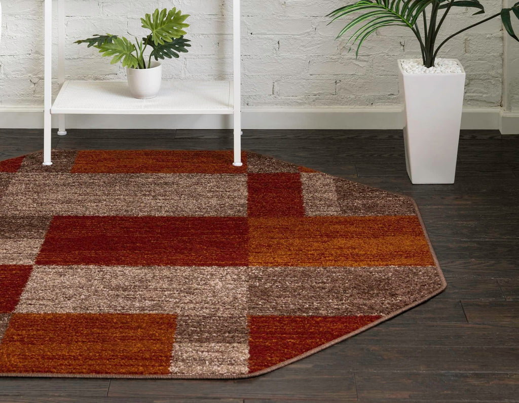 Unique Loom Autumn Collection Area Rug - Providence (5' 1'' Octagon, Multi/ Beige)