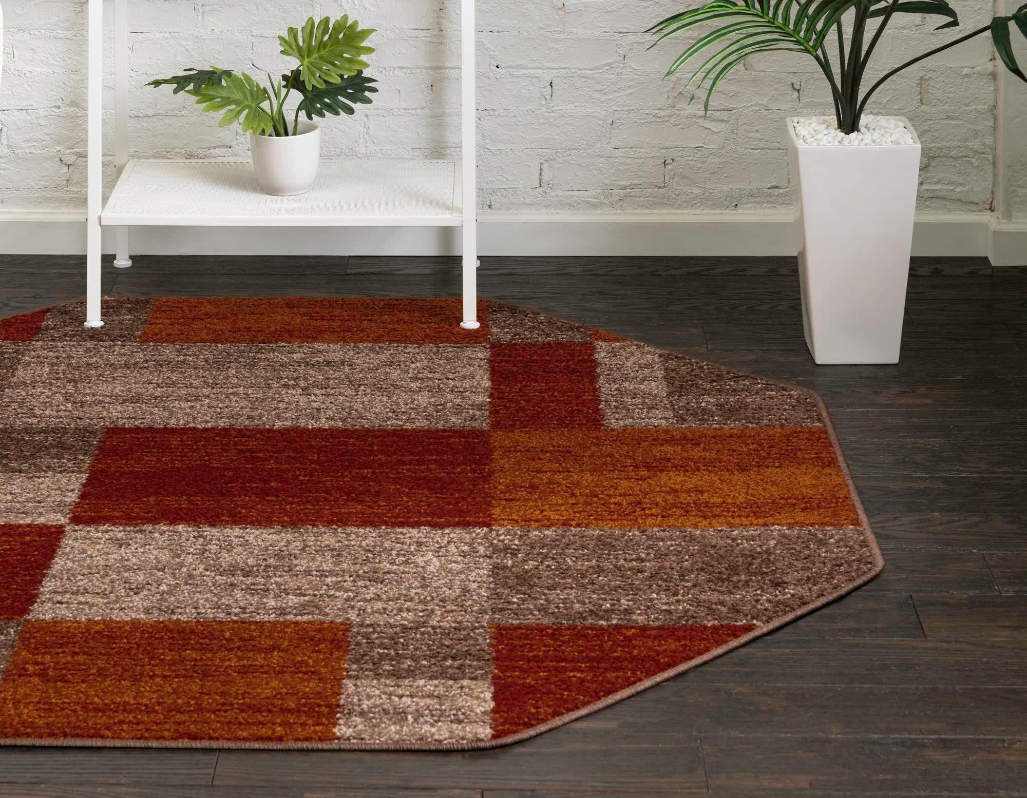Unique Loom Autumn Collection Area Rug - Providence (5' 1'' Octagon, Multi/ Beige)