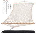 Suncreat Hammocks Traditional Rope Double Hammock With Hardwood Spreader Bar And Carrying Bag, 450 Lbs Capacity, Natural