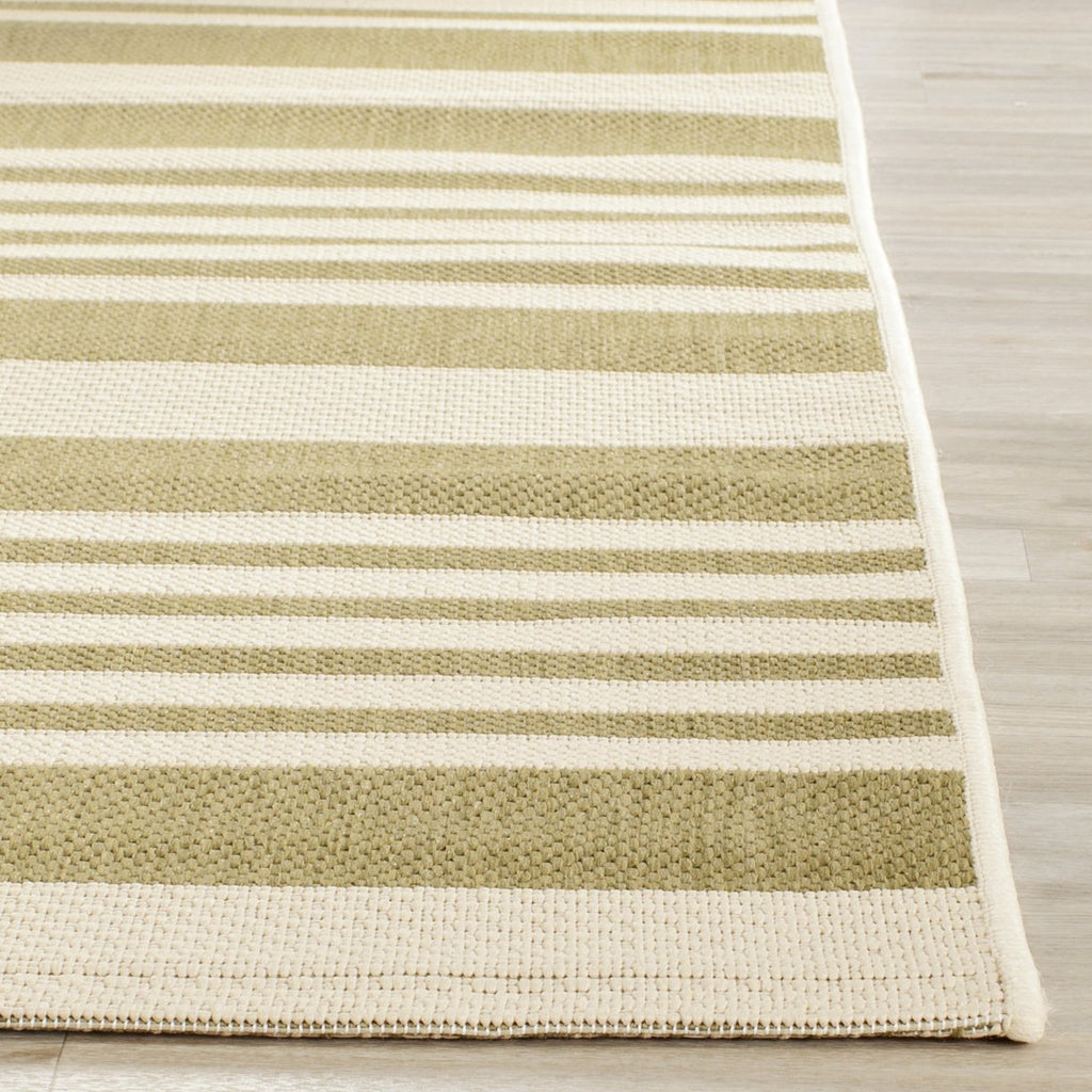 Safavieh Courtyard Collection Accent Rug - 2' X 3'7'', Green & Beige, Stripe Design, Non-Shedding & Easy Care, Indoor/Outdoor &