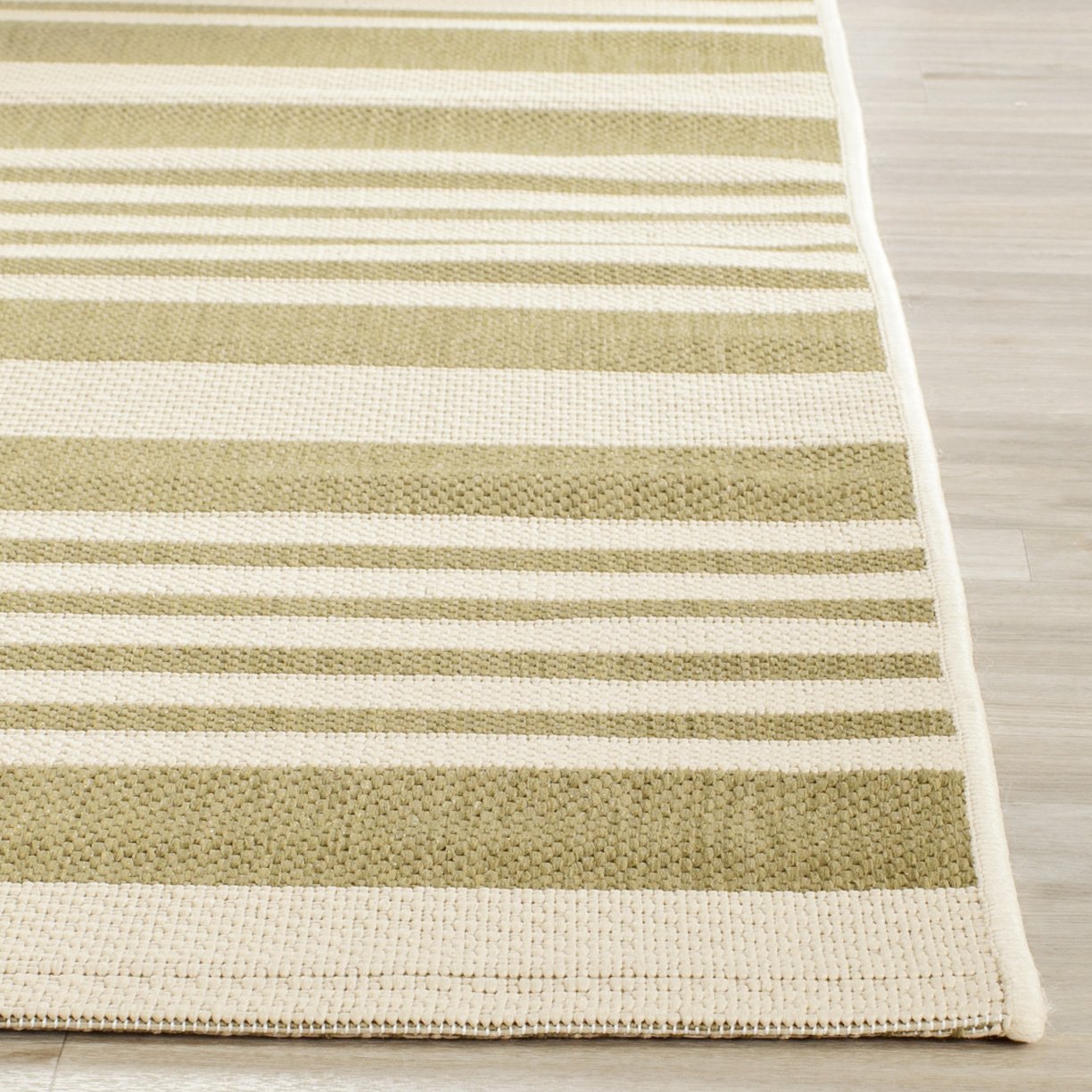 Safavieh Courtyard Collection Accent Rug - 2' X 3'7'', Green & Beige, Stripe Design, Non-Shedding & Easy Care, Indoor/Outdoor &