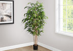 Monarch Specialties I 9592 Artificial Plant, 83' Tall, Bamboo Tree, Floor, Indoor, Potted, Real Touch, Green Leaves, Black Pot