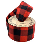 Red Black Buffalo Plaid Ribbon - 2 1/2' x 10 Yards, Wired Edge, Checkered, Wreath, Garlands, Swag, Bows, Gift Basket, Birthday,
