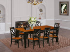 East West Furniture QUIN9-BLK-W 9 Piece Dining Room Furniture Set Includes a Rectangle Wooden Table with Butterfly Leaf and 8 Kitchen Dining Chairs, 40x78 Inch, Black & Cherry