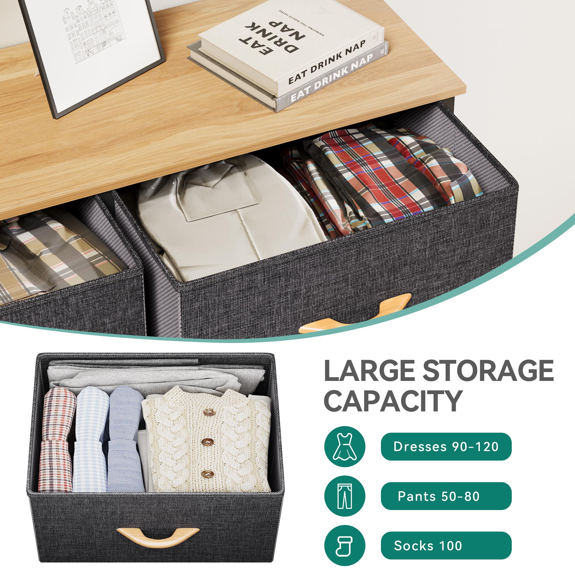 Yitahome Fabric Dresser For Bedroom, Tall Storage Dresser With 8 Drawers, Black Dresser & Chest Of Drawers,