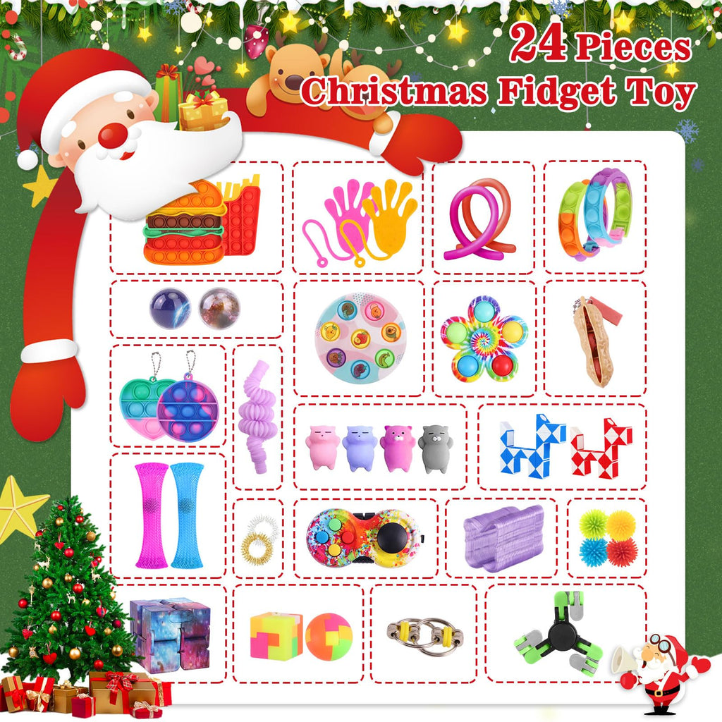 Fidget Advent Calendar 2024, 24 Days Of Surprises Fidget Toys Box, Christmas Holiday Countdown Advent Calendars, Sensory Toy Fid