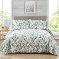 Travan 3-Piece Quilt Set Quilted Bedspread Lightweight Coverlet Set Garden Style Floral Printed Oversized Quilted Bedding Set Wi