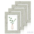 Hongkee 5x7 Picture Frame Set of 4, Made of Real Glass and Sage Green Wooden Frame, 5 by 7 Photo for Wall or Tabletop - Display 