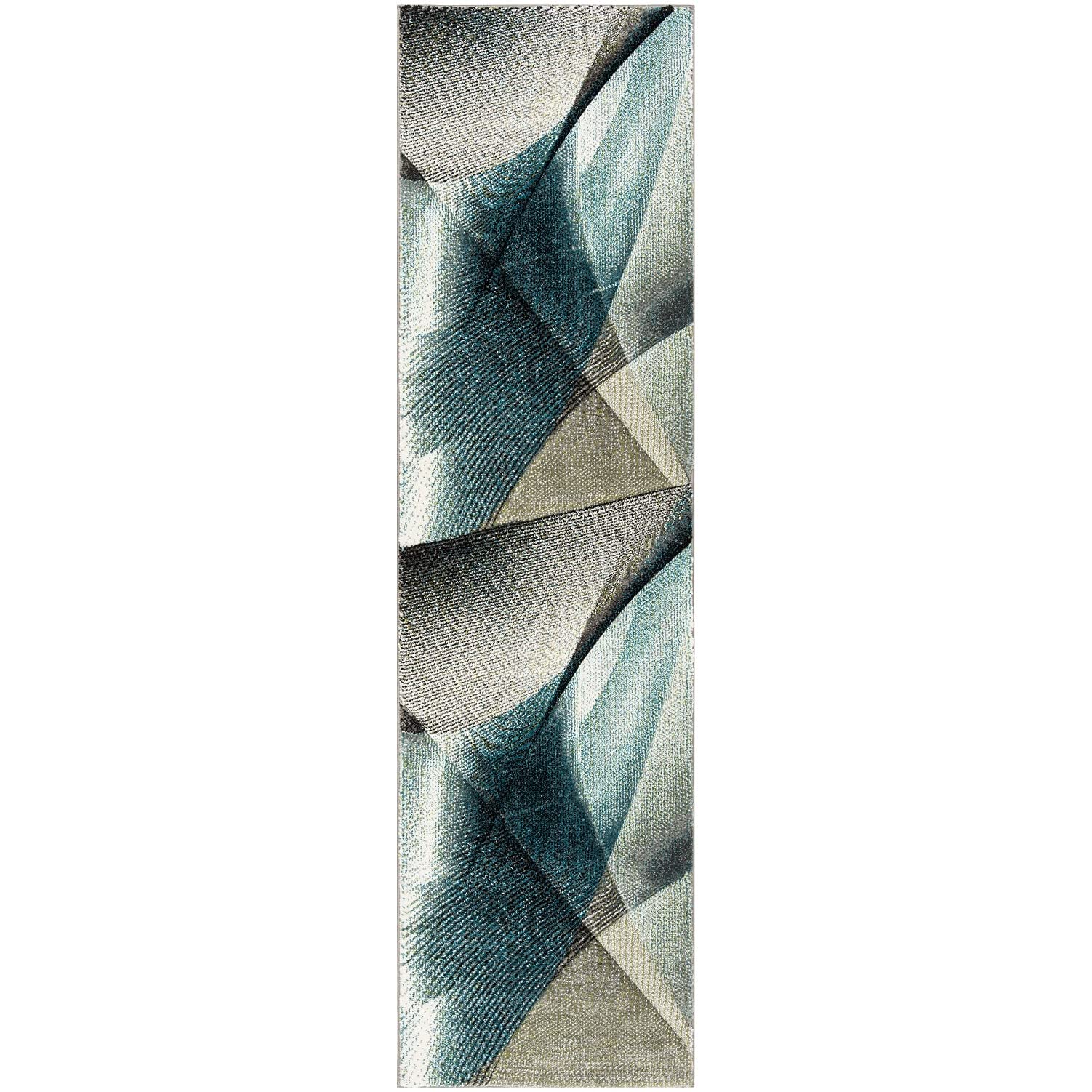 SAFAVIEH Hollywood Collection Runner Rug - 2'3'' x 10', Grey & Teal, Mid-Century Modern Design, Non-Shedding & Easy Care, Ideal 