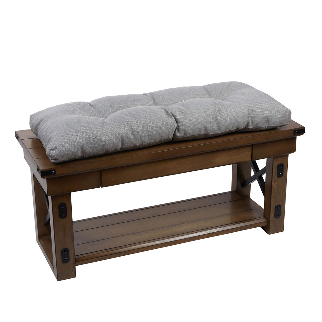 Klear Vu The Gripper Omega Non-Slip Tufted Bench Cushion For Indoor Furniture, Entryway Storage, Bay Window, Corner Nook Or Piano Seat, 35 Inches, 04 Gray