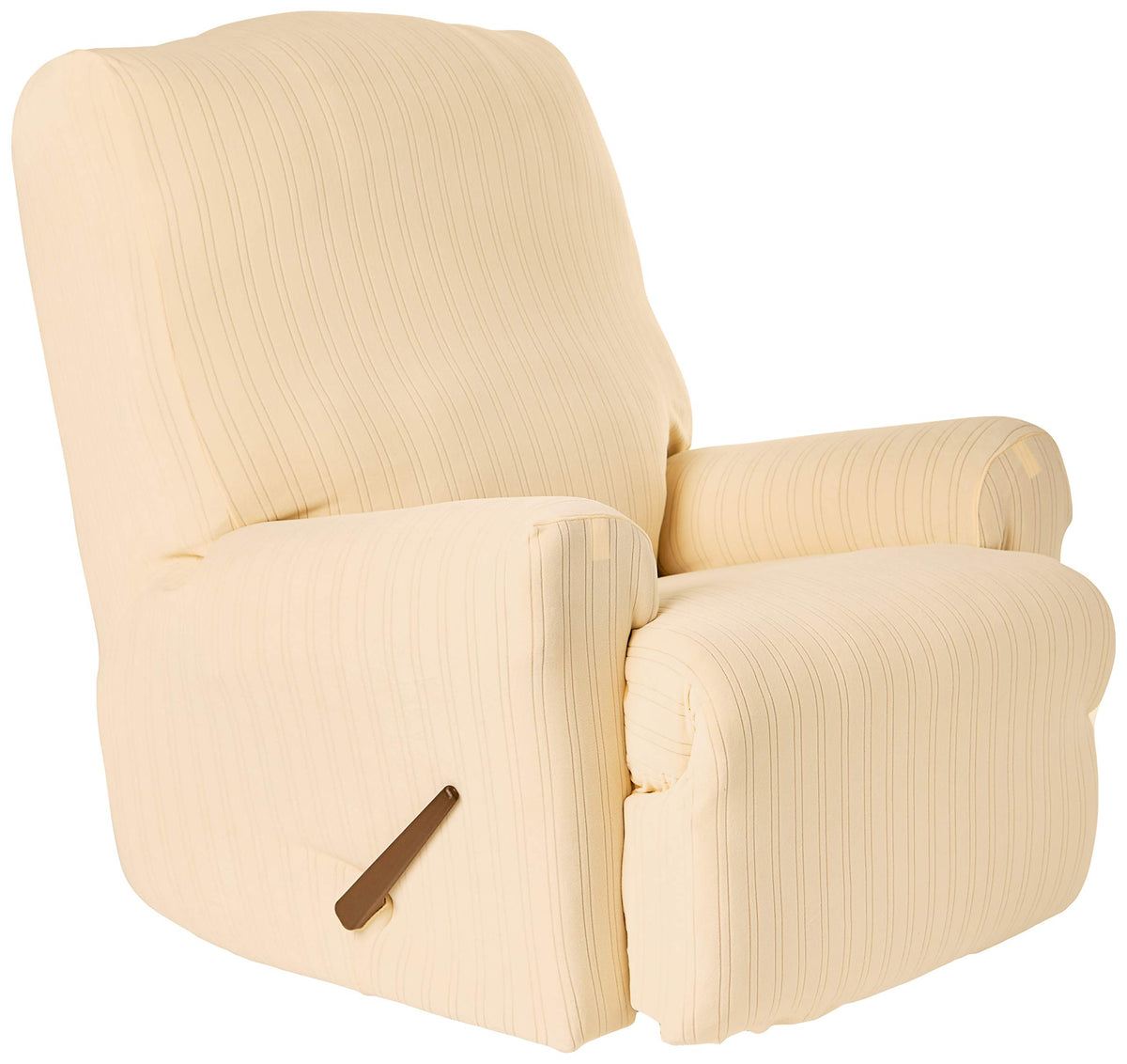 Surefit Sf39058 Stretch Pinstripe Recliner Slipcover - One Piece - Form Fit - 94% Polyester 6% Spandex - Machine Washable, Cream