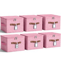 Fiwochic 6 Pack Fabric Closet Storage Bins with Lids, 1087 in, Pink