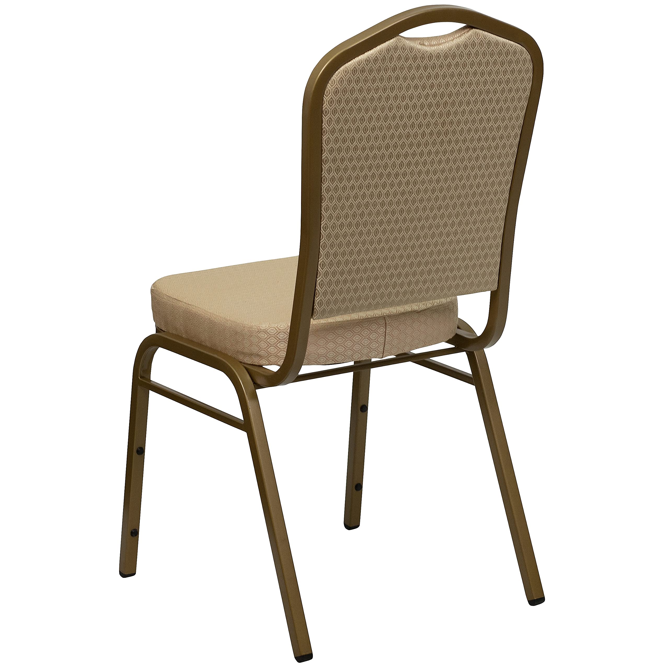 Flash Furniture 01Agh20124E Crown Back Stacking Banquet Chair, Beige Fabric, 2.5 Seat, Gold Frame