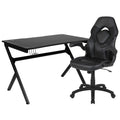 Flash Furniture Optis Black Gaming Desk and Black Racing Chair Set with Cup Holder, Headphone Hook & 2 Wire Management Holes