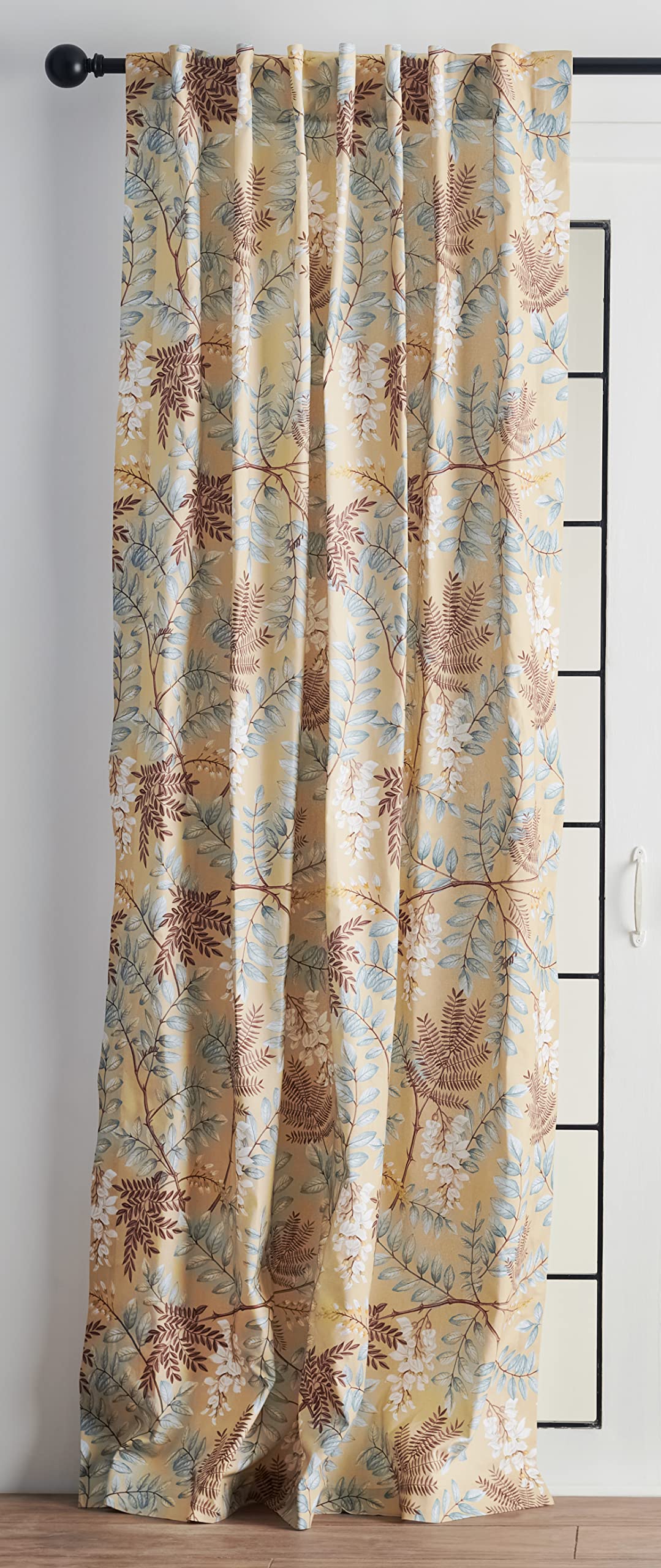 Maison d' Hermine 100% Cotton Curtain Feuillage Light Ecru One Panel Curtain for Living Rooms Bedrooms Offices Tailored with a R