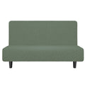 Easy-Going Stretch Futon Slipcover Armless Futon Bed Cover Furniture Protector Without Armrests With Elastic Bottom For Kids, Soft Jacquard Fabric Small Checks (Medium, Greyish Green)