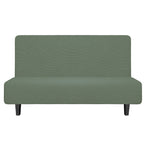 Easy-Going Stretch Futon Slipcover Armless Futon Bed Cover Furniture Protector Without Armrests With Elastic Bottom For Kids, Soft Jacquard Fabric Small Checks (Medium, Greyish Green)