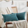 Fancy Homi 2 Packs Teal Lumbar Decorative Throw Pillow Covers 12X20 Inch For Living Room Couch Bed Sofa, Rustic Farmhouse Boho H