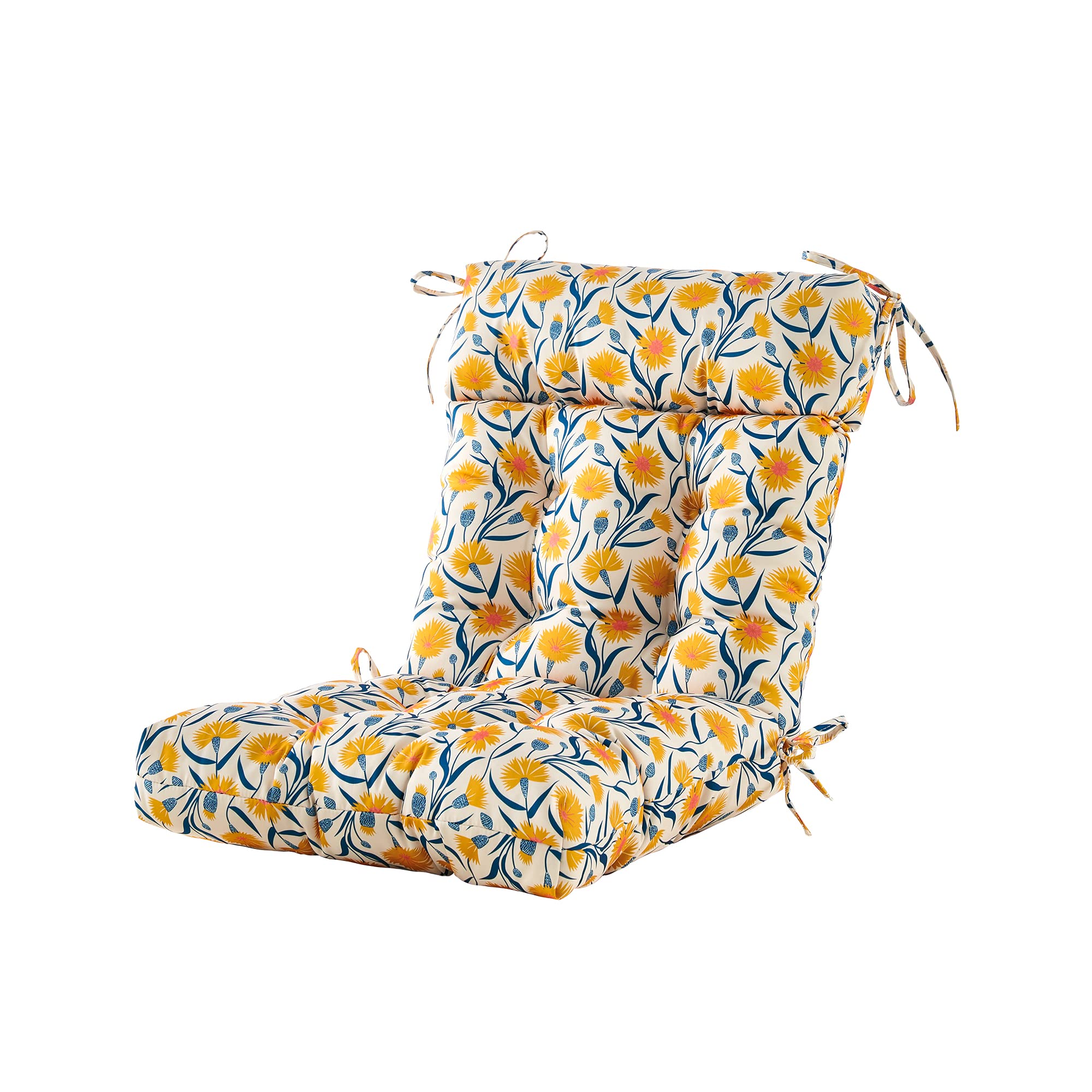 Artplan Outdoor Chair Cushion,High Back Tufted Patio Cushion With Tie For Adirondack Rocker Chair,44'X21'X4',1 Count,Floral,Y