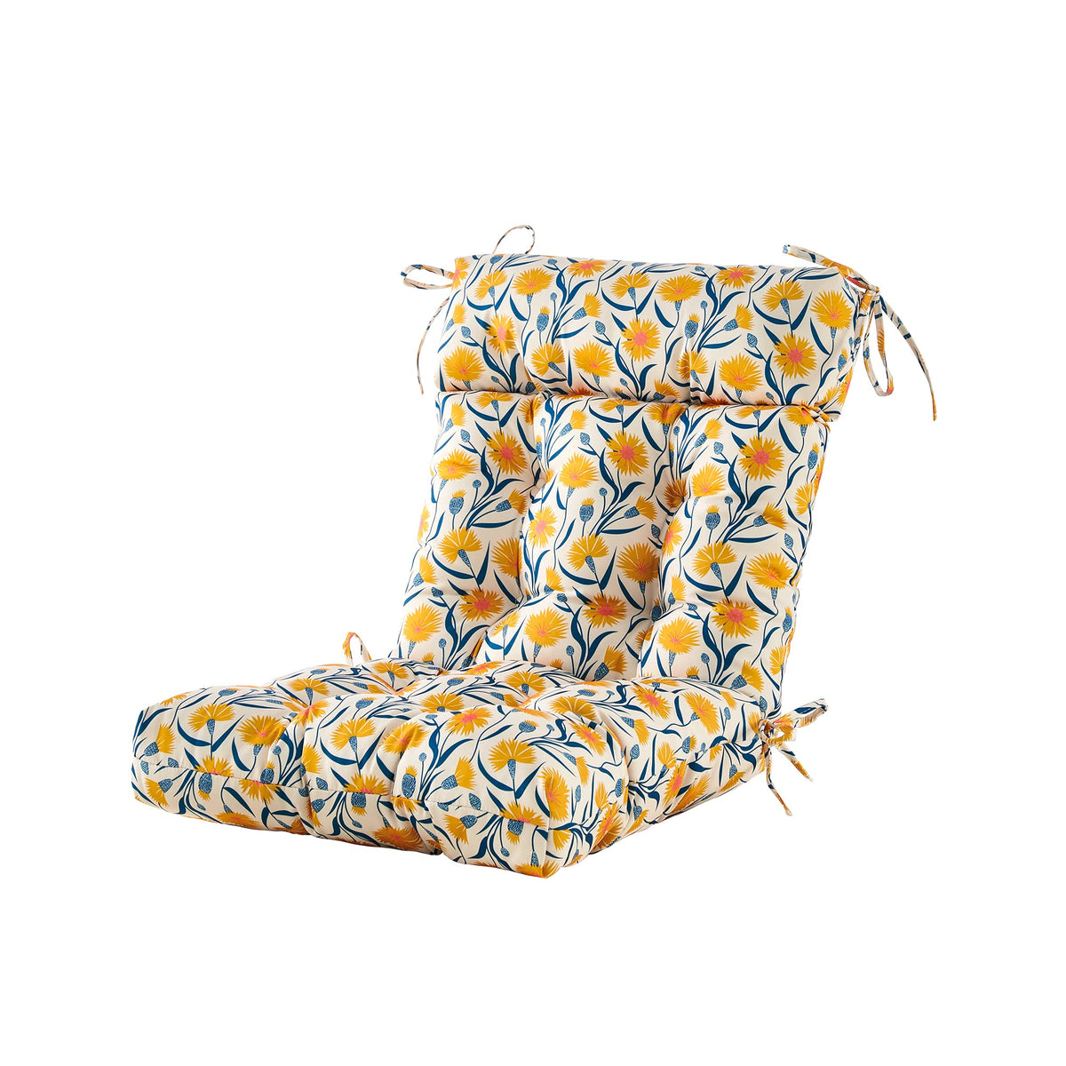 Artplan Outdoor Chair Cushion,High Back Tufted Patio Cushion With Tie For Adirondack Rocker Chair,44'X21'X4',1 Count,Floral,Y