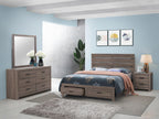 Coaster Home Furnishings Brantford Farmhouse 4-Piece Bedroom Set Queen Size Storage Panel Bed Frame 49-inch Headboard Barrel Oak 207040Q-S4