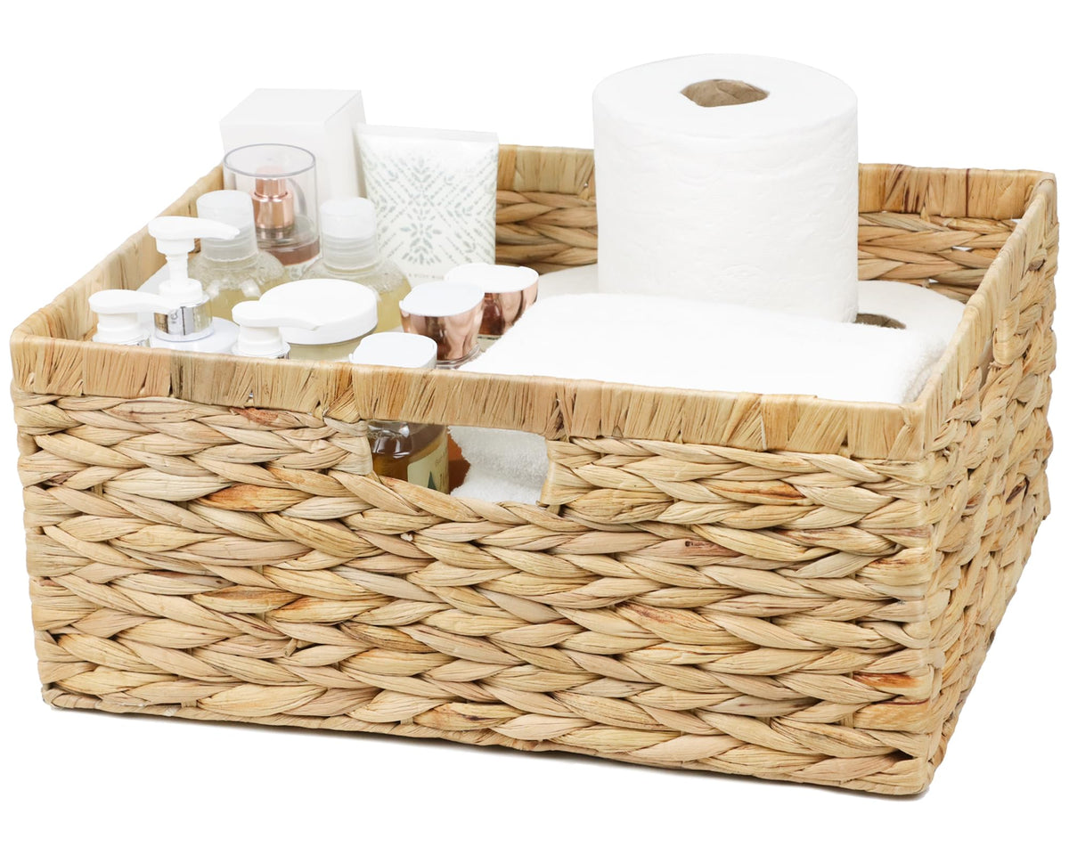 Jumbo Wicker Basket, Rectangular Wicker Basket for Storage, 16.5 x 13 x 7.5