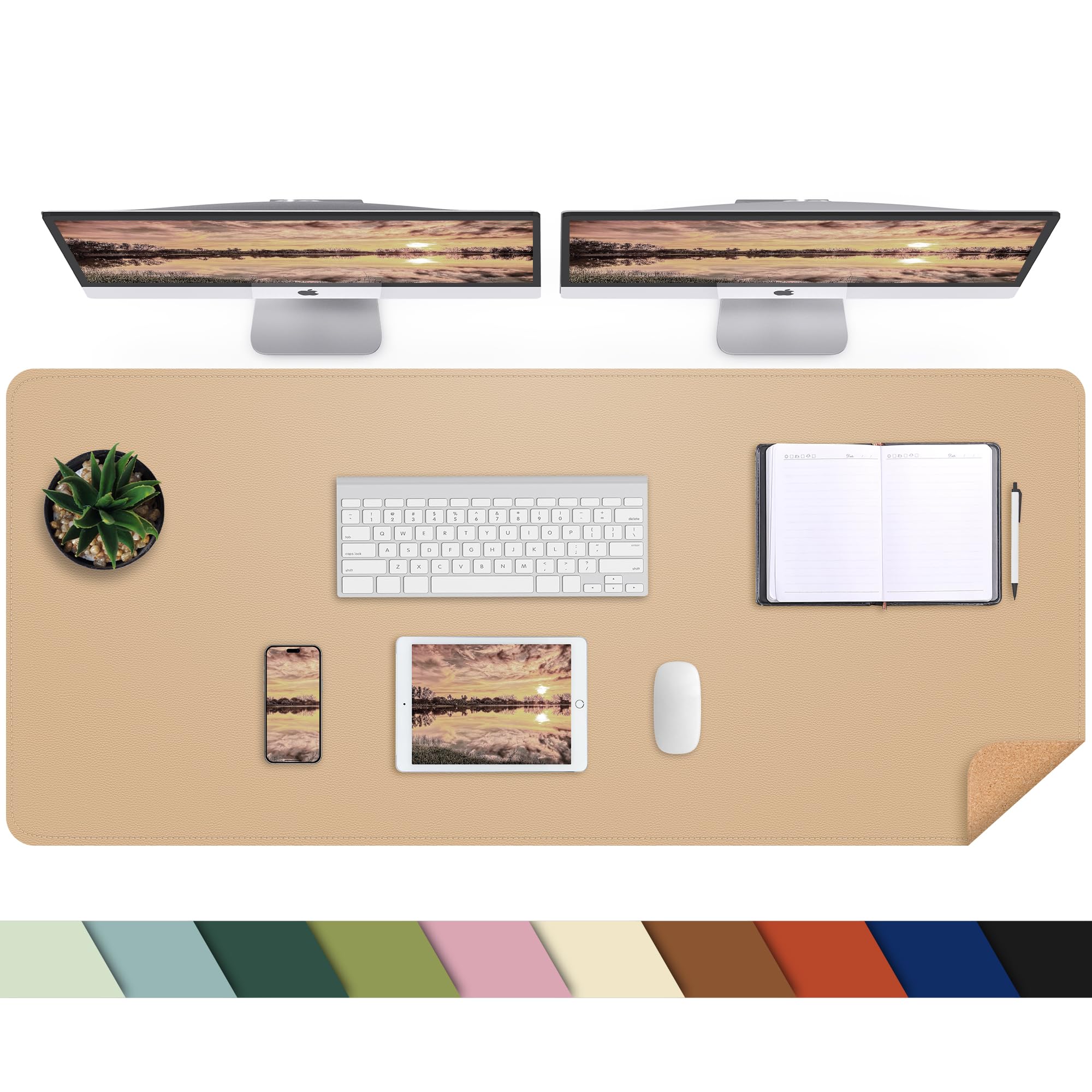 Desk Mat,47.2' X 17' Leather Desk Mat,Double-Sided Desk Pad,Desk Matt For Desktop,Large Mouse Pad,Office Desk Mat,Waterproof D