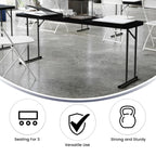 Flash Furniture Kathryn 6' Plastic Folding Training and Event Table, Rectangular Folding Training Table with 220-lb. Static Weight Capacity, Black