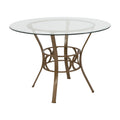 Flash Furniture Carlisle Round Glass Dining Table With Metal Frame, 42 In, Clear/Matte Gold