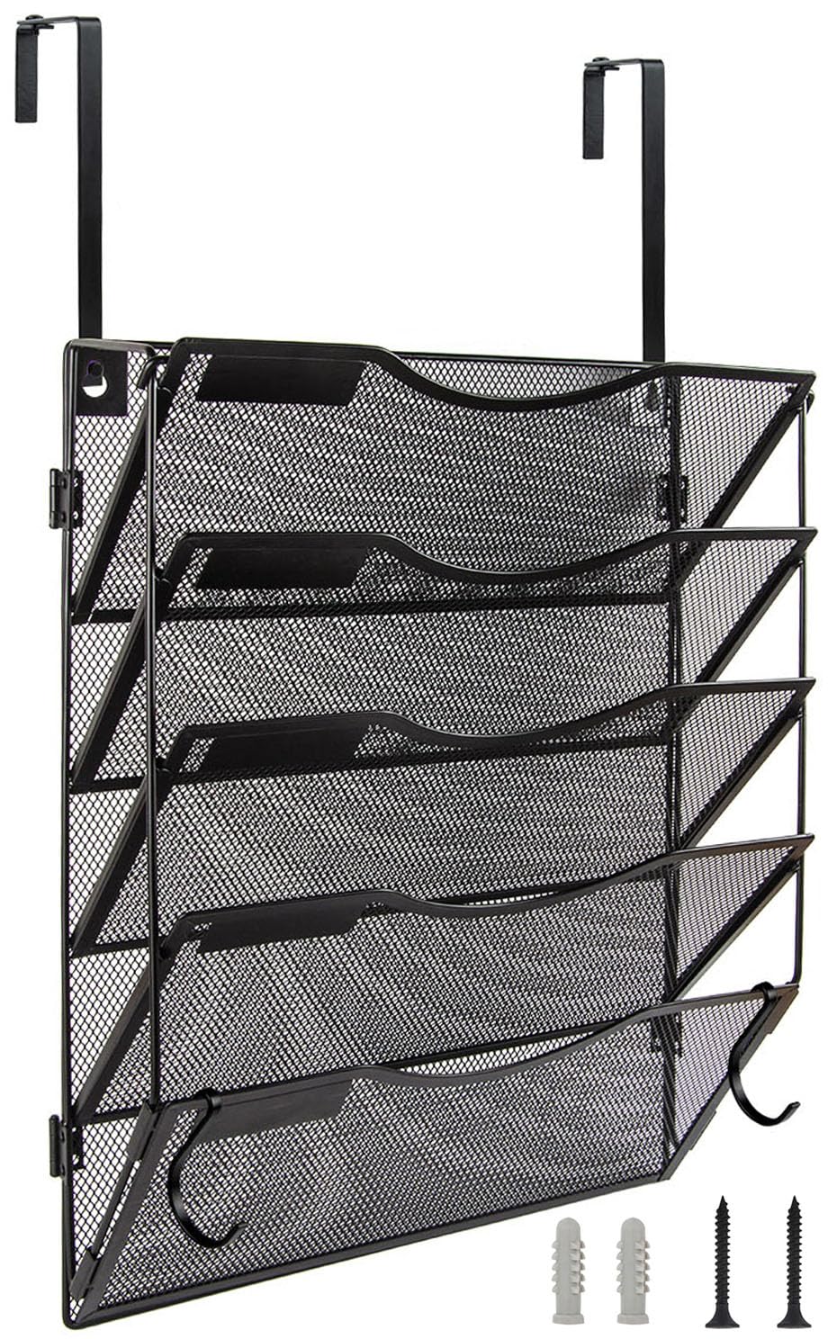 Bohdk Wall File Organizer 5 Pockets, Mail Organizer, Hanging Folder Holder, Foldable | Hanging Or Wall Mounted | Label Panel | 2