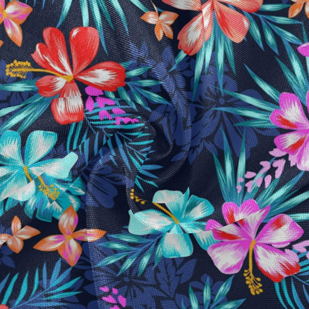 Qilmy Tropical Palm Flower Outdoor Tablecloth 60 Inch Waterproof Round Tablecloth With Umbrella Hole And Zipper For Backyard Par