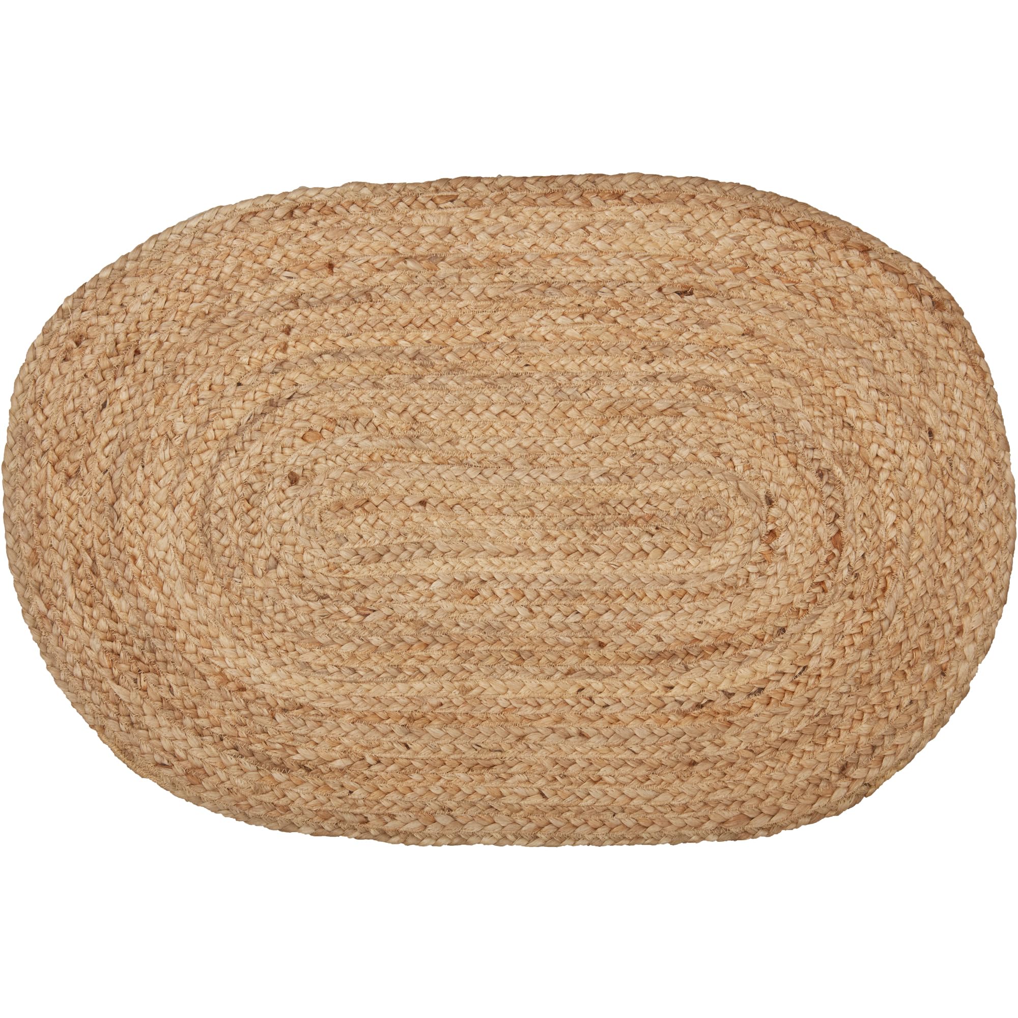 VHC Brands Oval Jute Fiber Welcome Mat, Non Slip Area Rug, Natural, 20x30