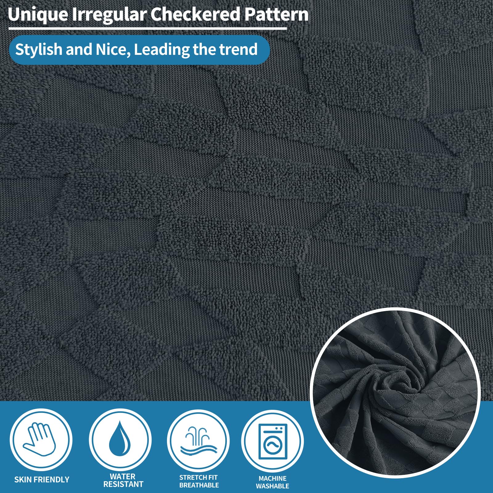 2024 Recliner Chair Covers (24''-37'') Newest 3-Piece With Non-Slip Ties & Elastic Stay In Place, Stretch Recliner Slipcover For