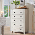T4TREAM Farmhouse 5 Drawers Dresser Chests for Bedroom, Wood Rustic Tall Chest of Drawers, Dressers Organizer for Bedroom, Livin