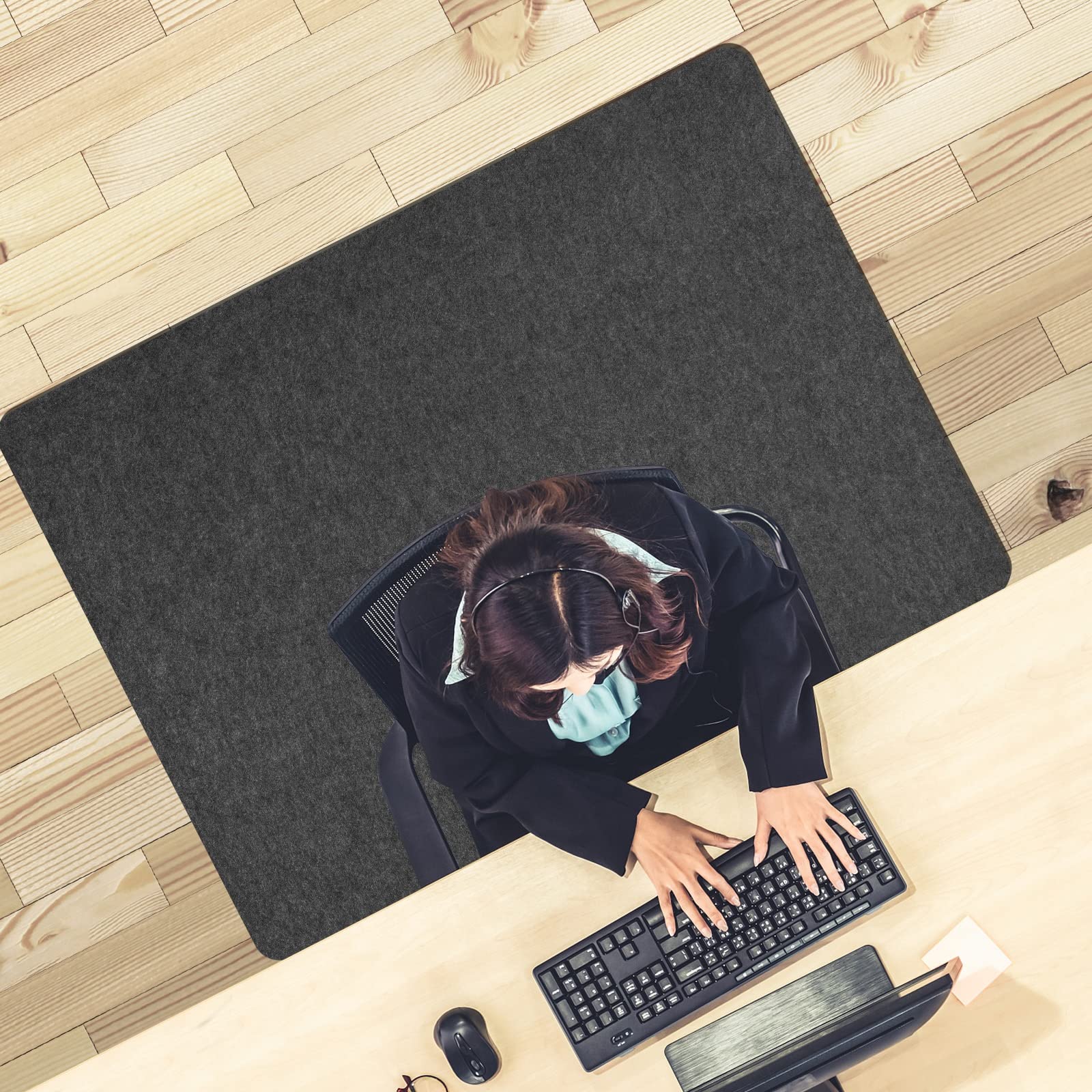 Placoot Desk Chair Mat For Hardwood Floor & Tile 55'X35' Office Chair Mat For Rolling Chairs Large Anti-Slip-Recyclable Materi