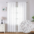 Lecloud Leia Bedroom White Sheer Curtains 96 Inches Long 2 Panels, Burnout Texture Patio Door/French Door Curtain Dual Rod Pocke