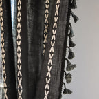 Deeprove Black Boho Curtains 63 Inches Length For Kitchen, Vintage Bohemian Embroidery Farmhouse Cotton Linen French Country Tas
