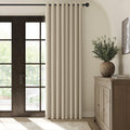 Chrisdowa Natural Linen Blackout Curtains 90 Inches Long For Living Room Thermal Noise Cancelling Sliding Door Total Blackout Cu