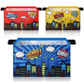 Maxdot 3 Pack Comic Themed Storage Basket Collapsible Bin,City,Rectangle