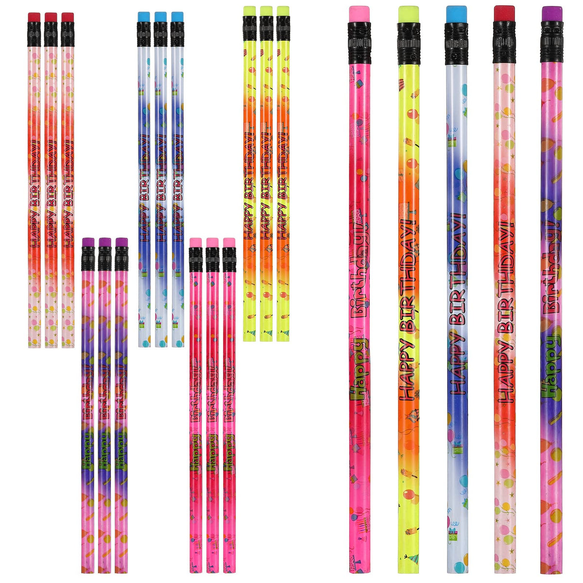 Gersoniel Happy Birthday Pencils For Students Kids Back To School Pencils Color Changing Pencil Birthday Pencils With Top Eraser