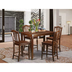 East West Furniture Yarmouth 5 Piece Kitchen Counter Height Set Includes a Rectangle Dining Room Table and 4 Wooden Seat Chairs, 30x48 Inch, Mahogany